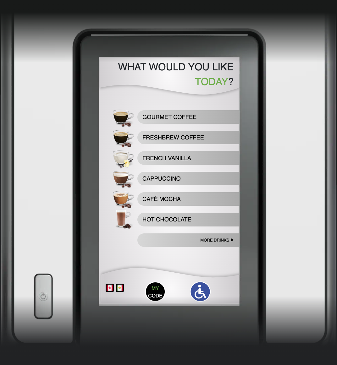Bean Machine touchscreen menu